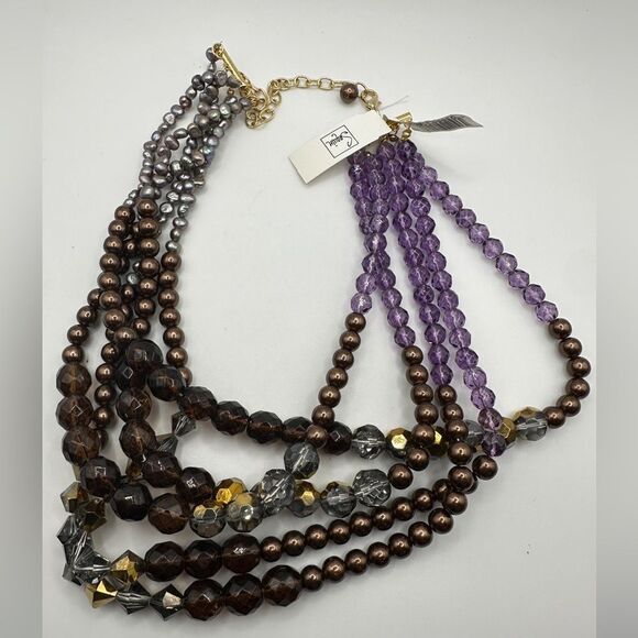 WITH TAG Sequin multi-strand beaded necklace with pearls! - Picture 9 of 16